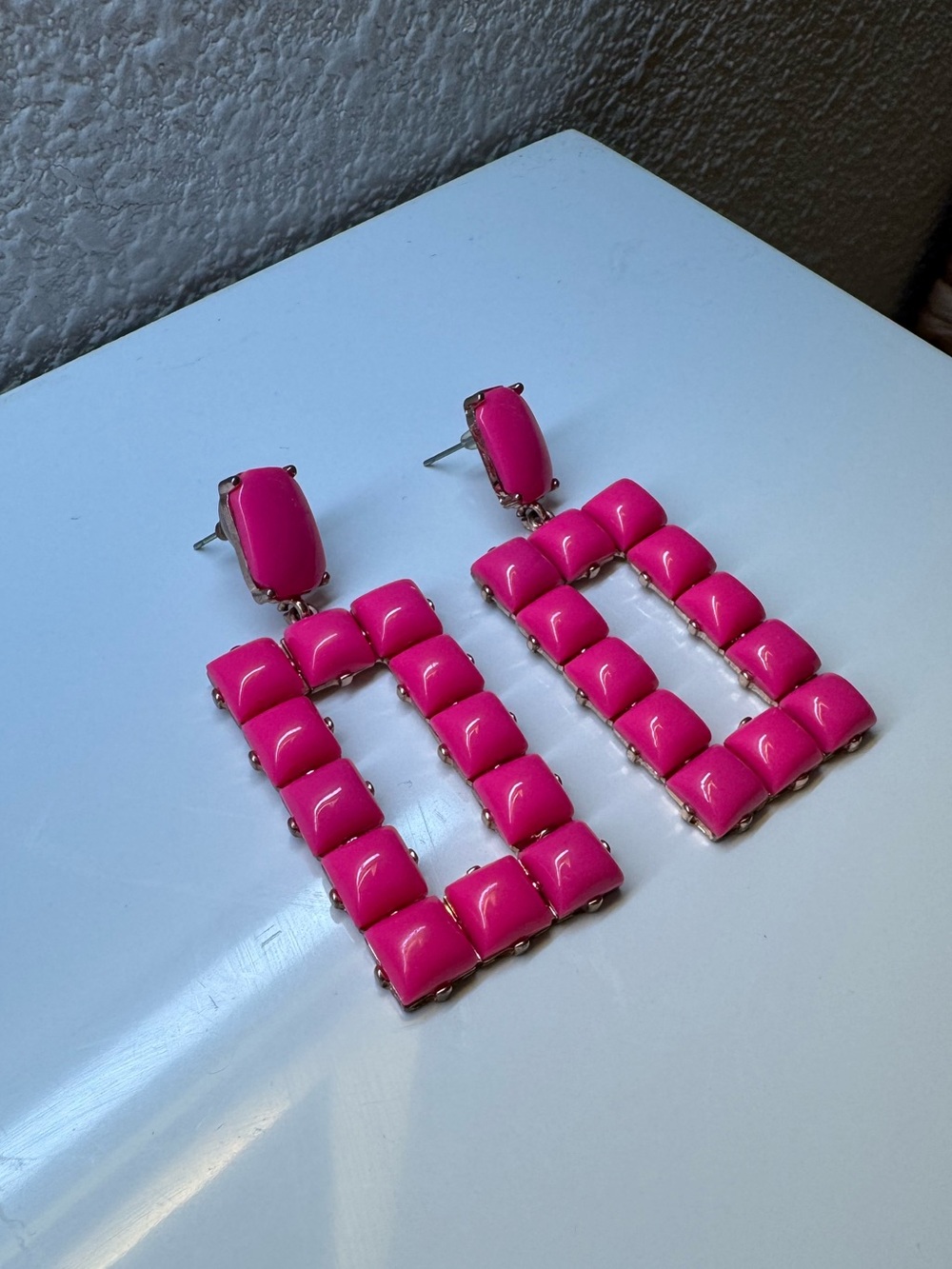 Bold Pink Statement Drop Earrings